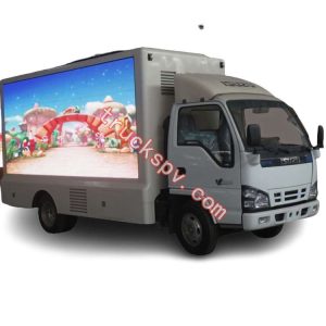 out door ISUZU LED advertising truck has threes side LED screen full colored is here shows on truckspv.com