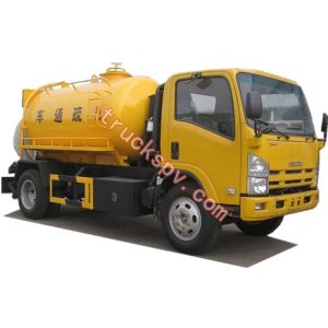 ISUZU vacuum sewage suction truck yellow colored shows on www.truckspv.com