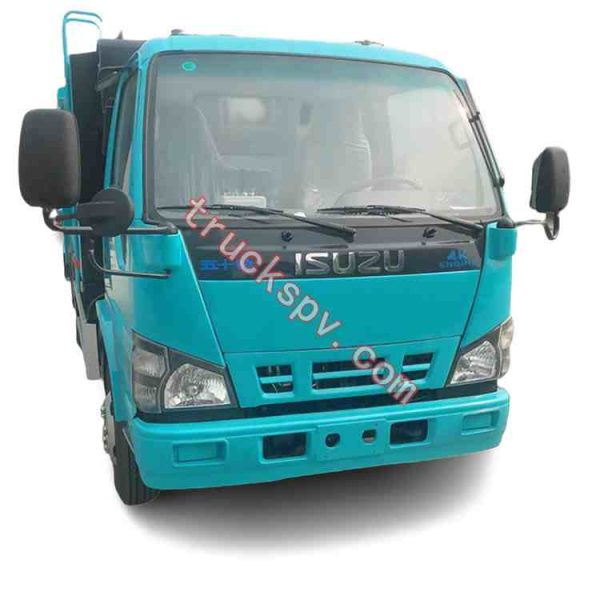 sky blue ISUZU garbage compress lorry shows on truckspv.com